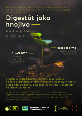 poster pozvánka na workshop Digestát jako hnojivo